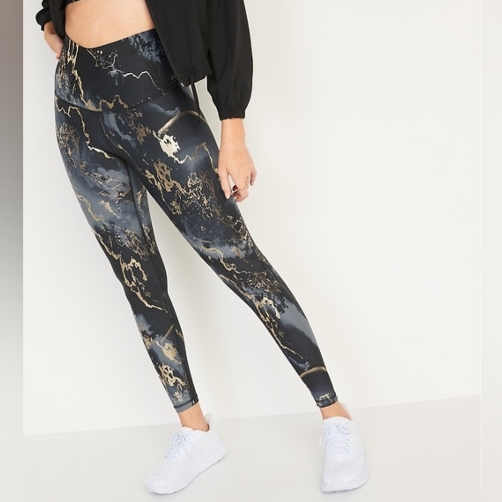 OLD NAVY | Black & Gold High Rise Leggings – Women’s XXL